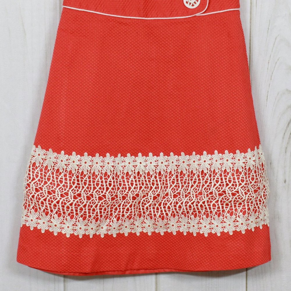 Alexandra Bartlett Orange Crochet Trim A Line Vintage Style Dress Size 4 - Picture 4 of 11